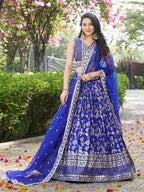 Royal Blue Botanical Gleam Lehenga Choli