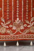 Sayuri Designer Jacquard Beads Collection D.No 10297-B - Rust Orange