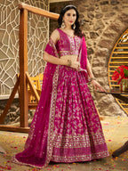 Rani Pink Floral Shimmer Lehenga Choli