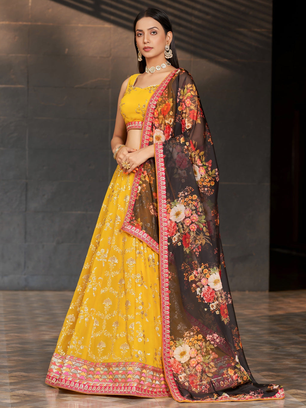 Marigold Bloom Festive Lehenga | Yellow