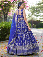 Royal Blue Botanical Gleam Lehenga Choli