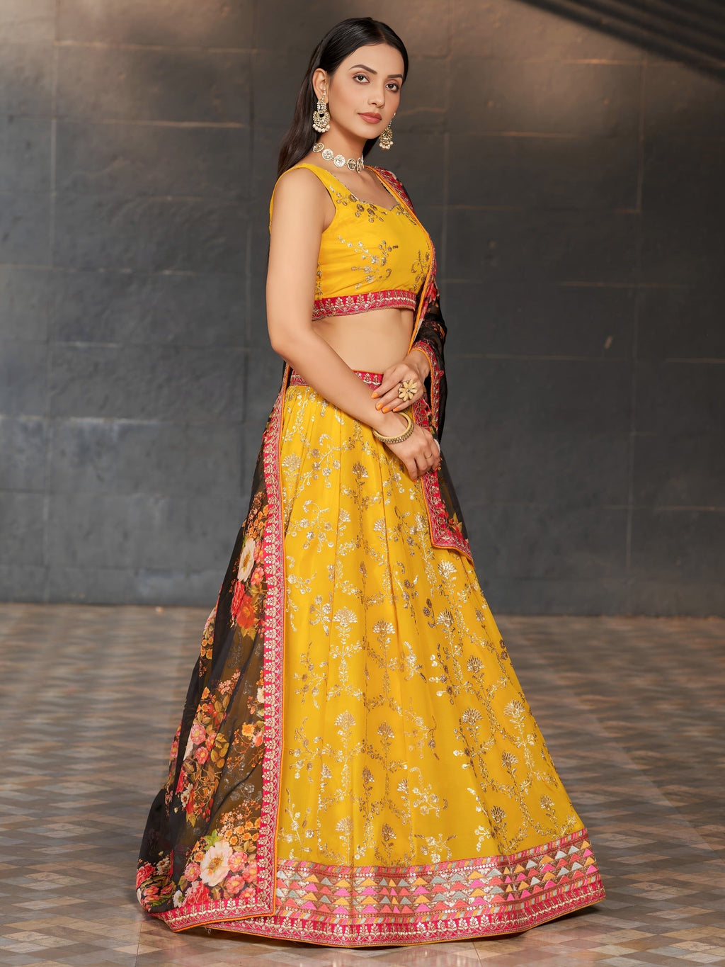 Marigold Bloom Festive Lehenga | Yellow