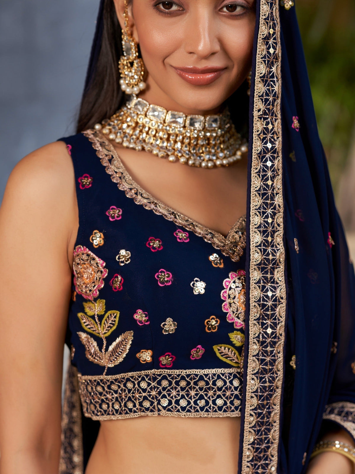 Midnight Garden Embroidered Lehenga