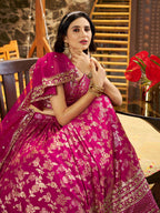 Rani Pink Floral Shimmer Lehenga Choli