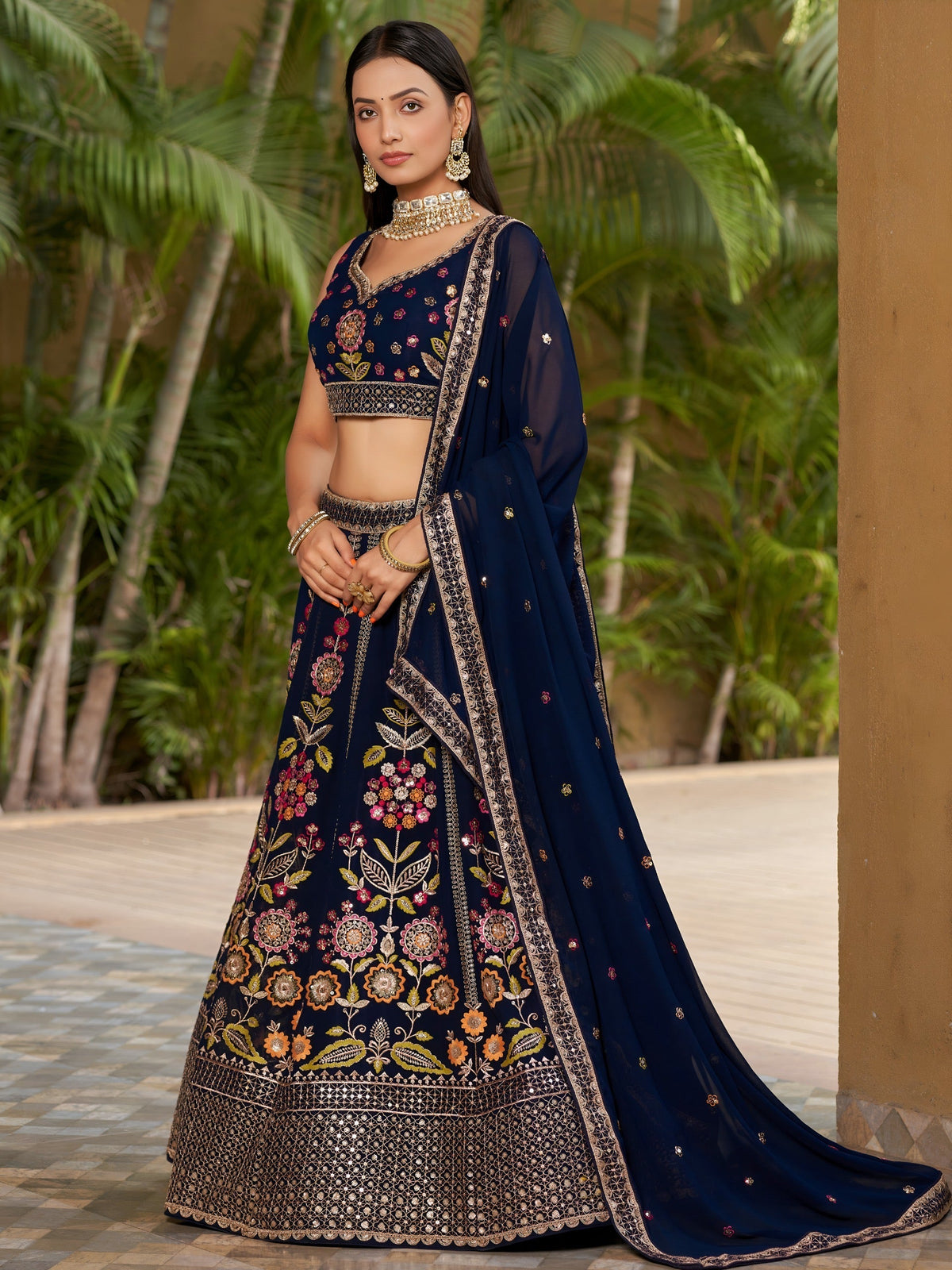 Midnight Garden Embroidered Lehenga