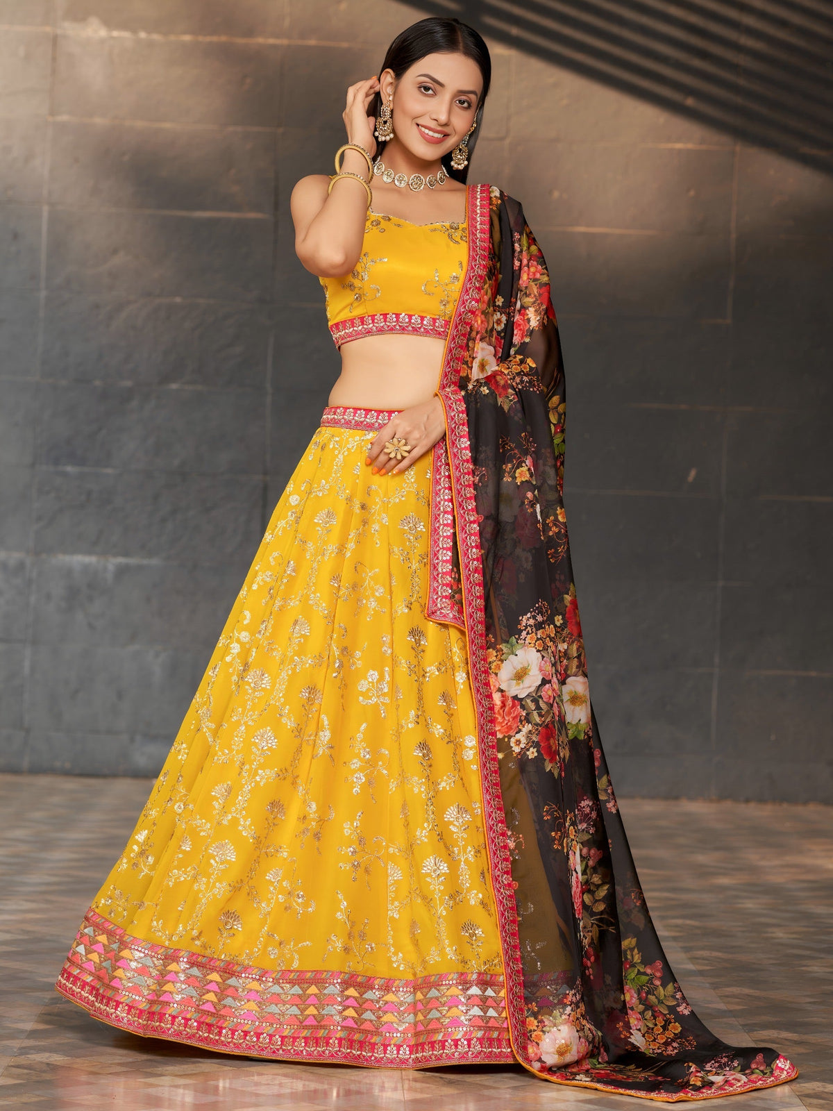 Marigold Bloom Festive Lehenga | Yellow