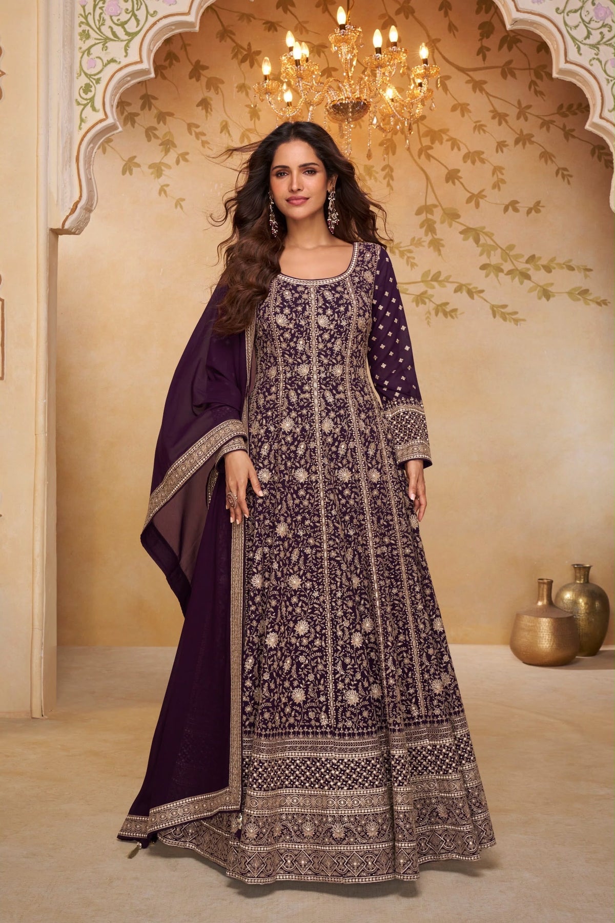 Gulkayra Designer Libaas Embroidered Anarkali Suit – Real Georgette with Dupatta