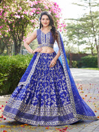Royal Blue Botanical Gleam Lehenga Choli