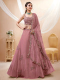 Dusty Rose Sequin Floral Lehenga Choli