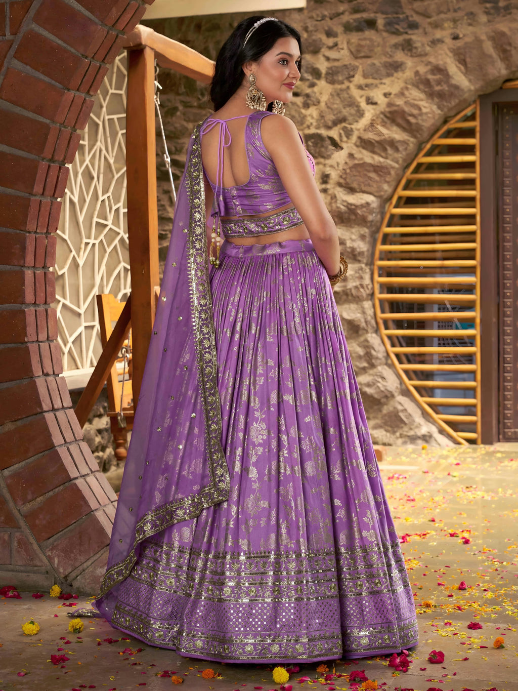 Lavender Glow Floral Lehenga Choli