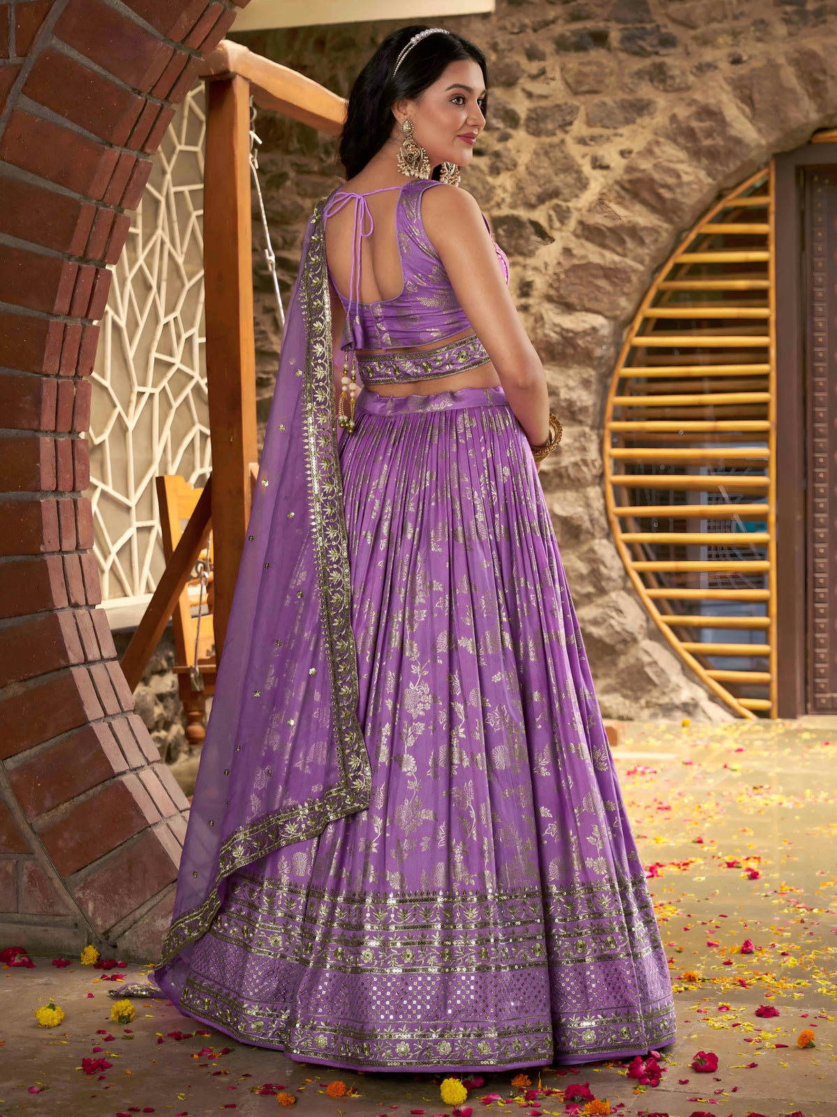 Lavender Glow Floral Lehenga Choli