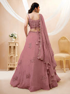Dusty Rose Sequin Floral Lehenga Choli