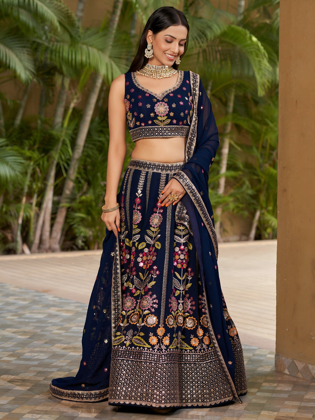 Midnight Garden Embroidered Lehenga