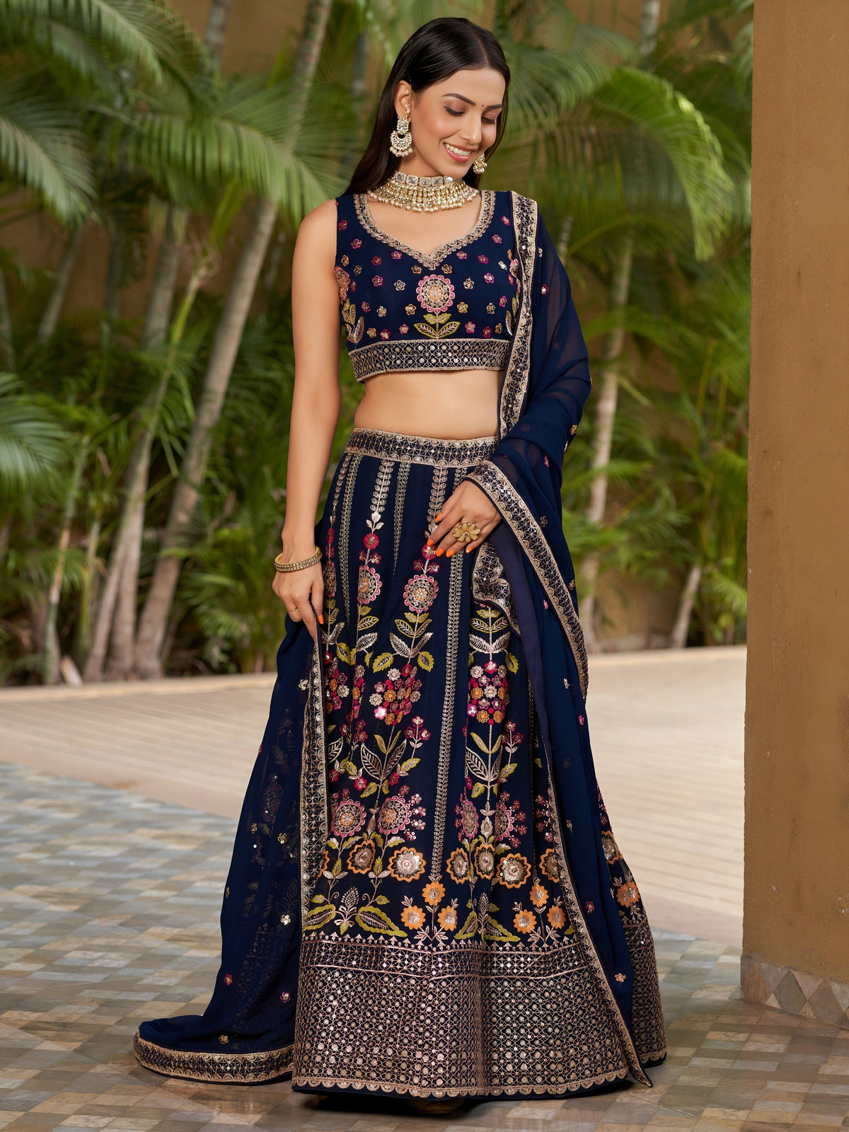 Midnight Garden Embroidered Lehenga