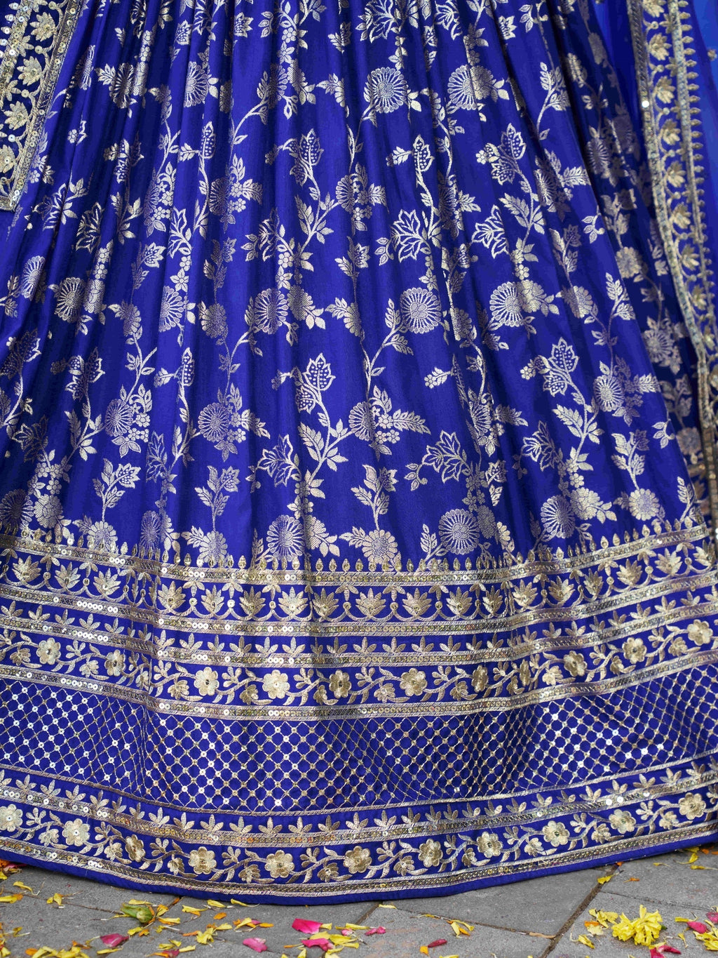 Royal Blue Botanical Gleam Lehenga Choli