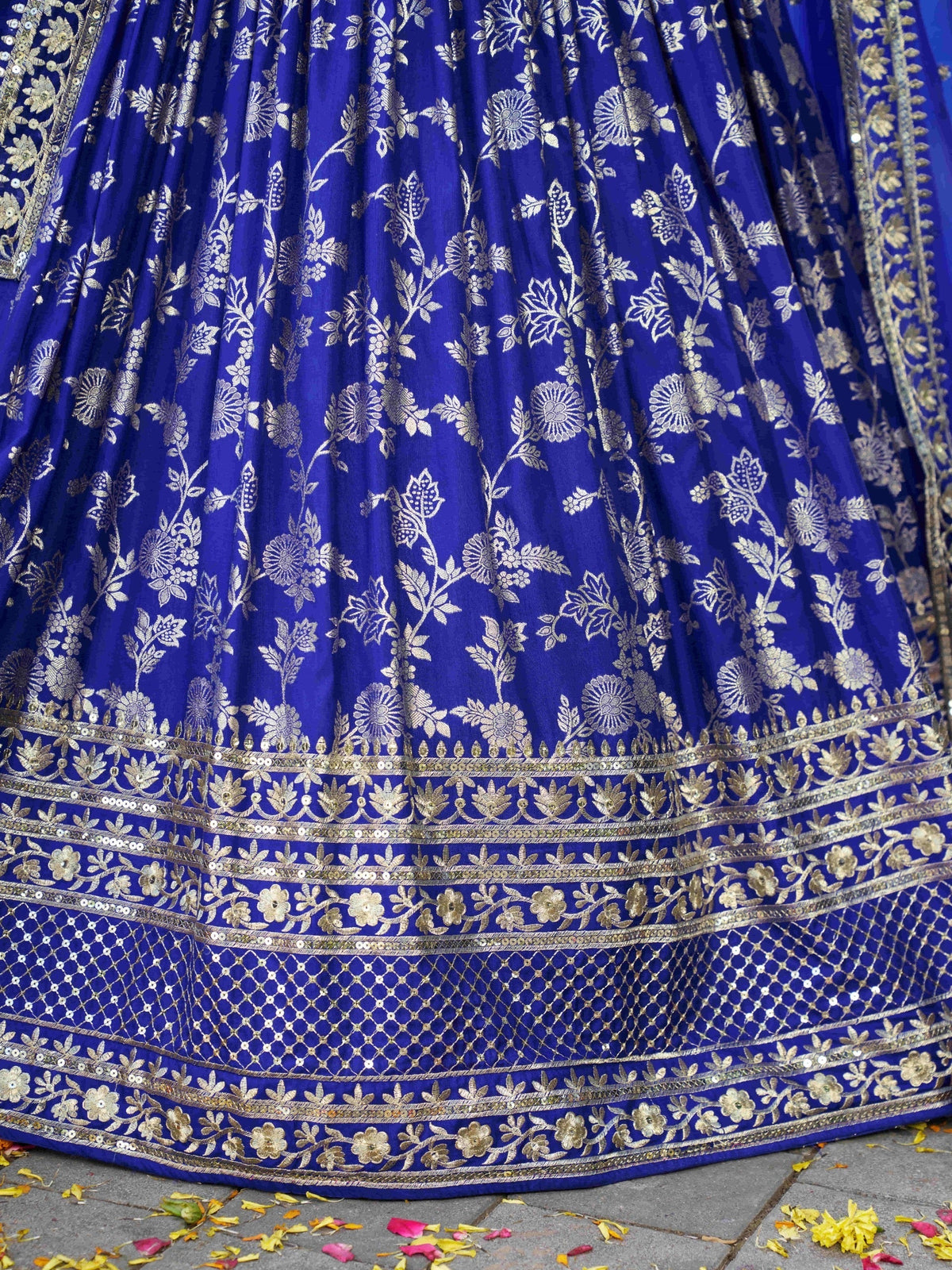 Royal Blue Botanical Gleam Lehenga Choli