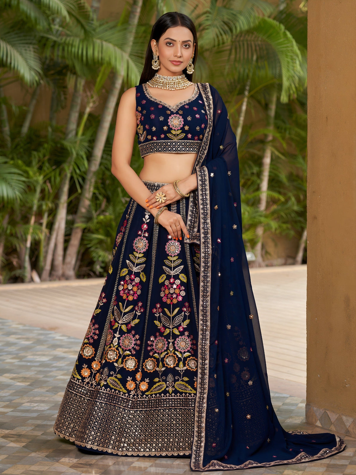Midnight Garden Embroidered Lehenga