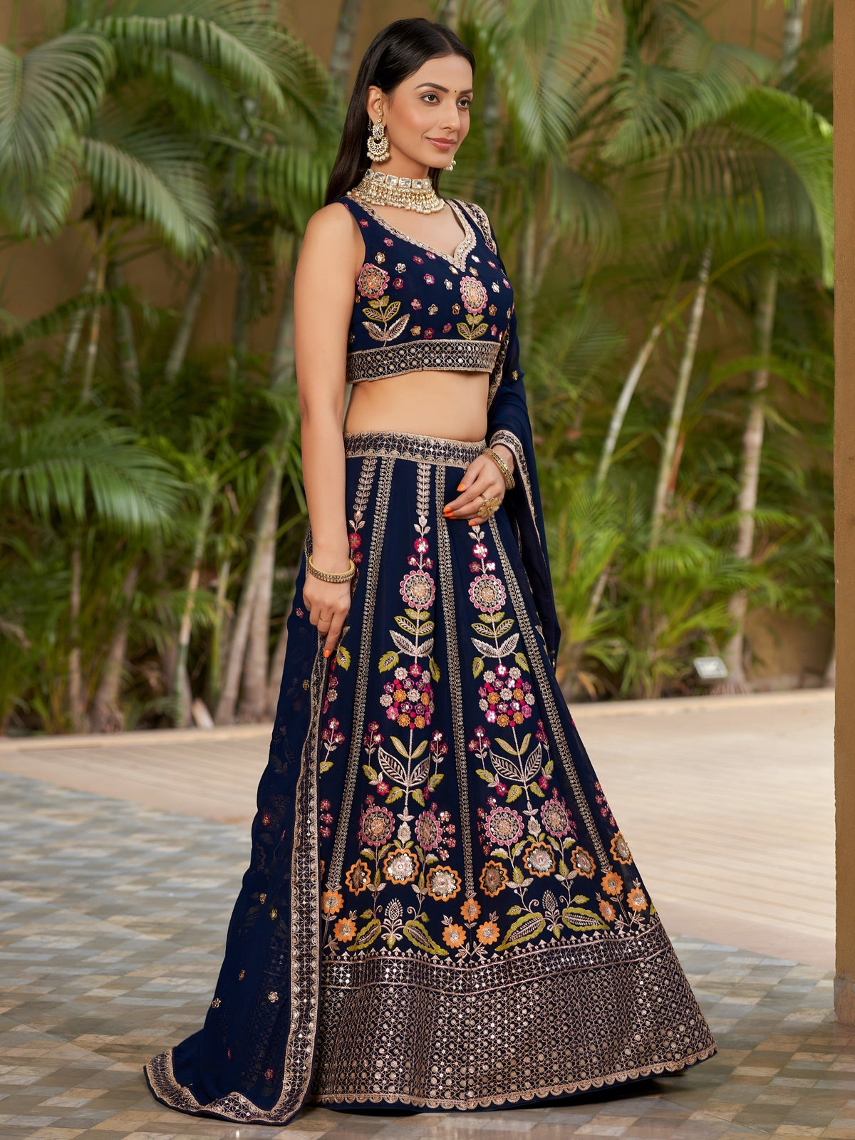 Midnight Garden Embroidered Lehenga