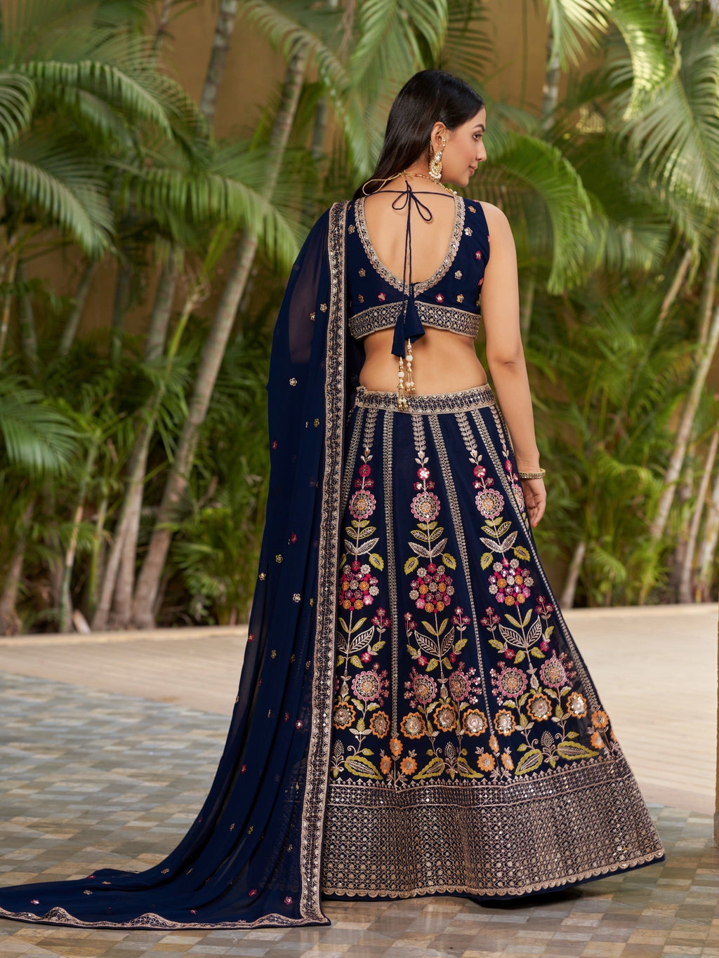 Midnight Garden Embroidered Lehenga