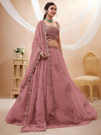 Dusty Rose Sequin Floral Lehenga Choli