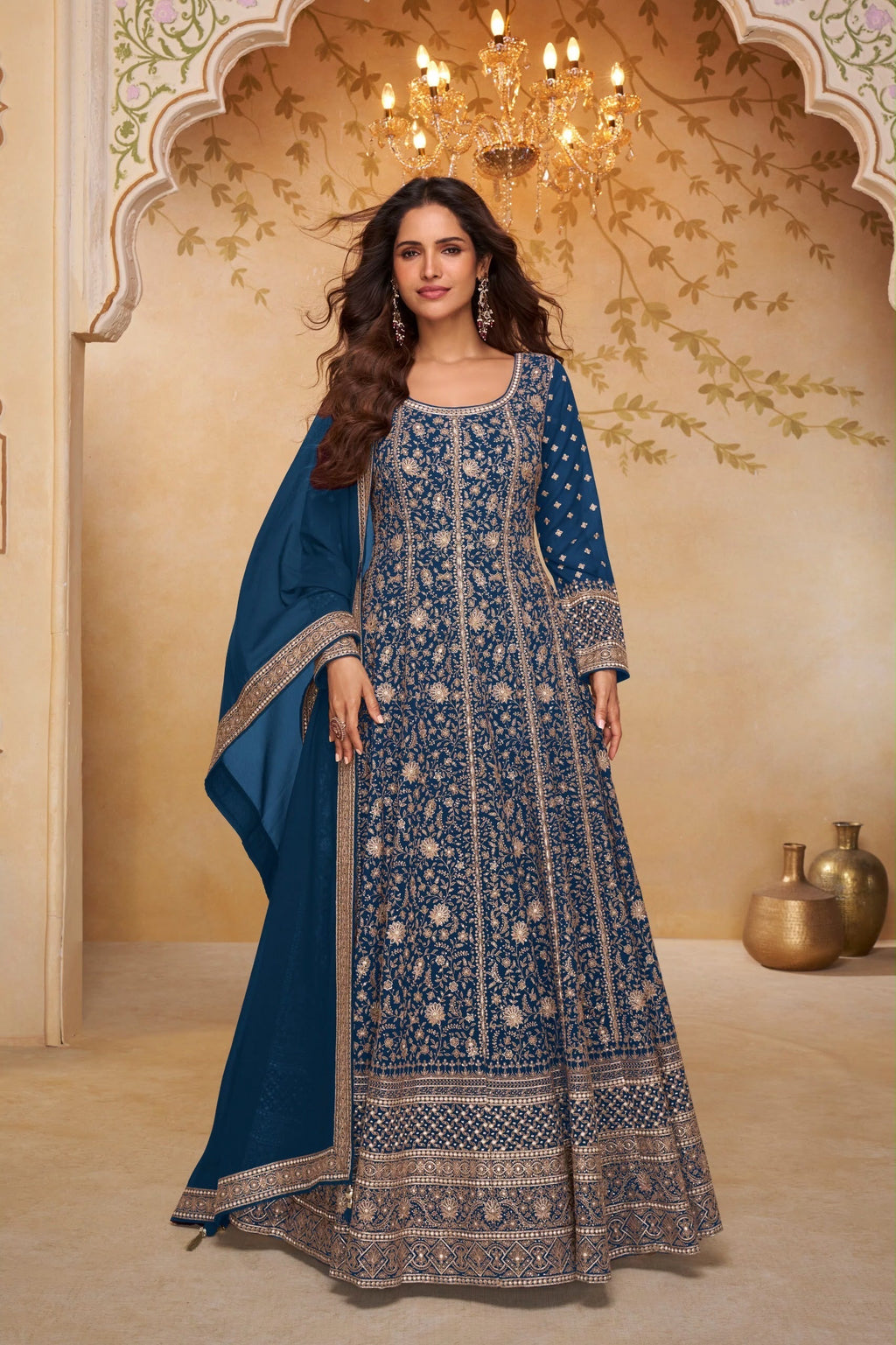 Gulkayra Designer Libaas Embroidered Anarkali Suit – Real Georgette with Dupatta