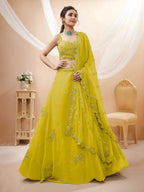 Lime Yellow Embellished Lehenga Choli