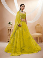 Lime Yellow Embellished Lehenga Choli