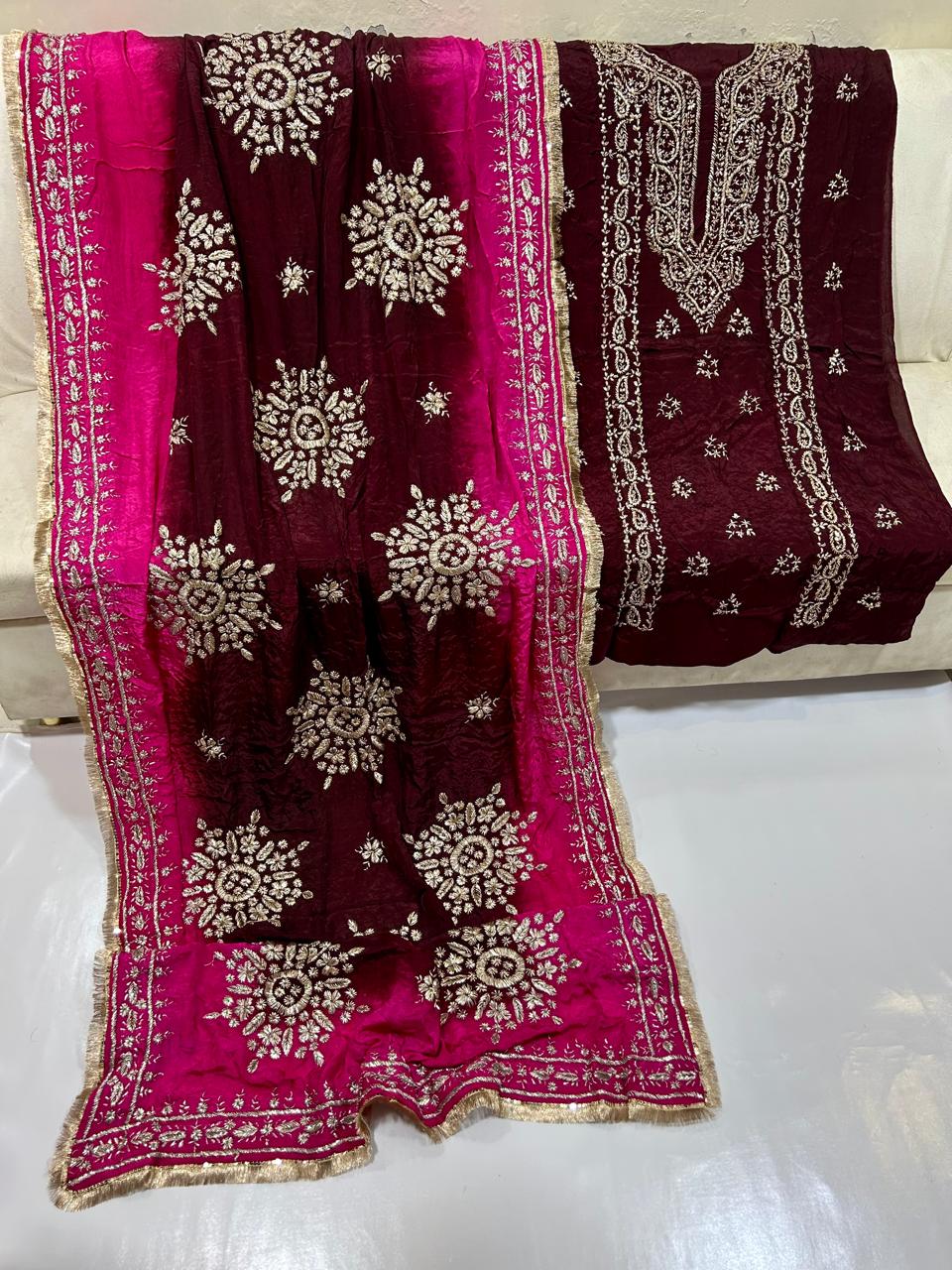 Custom-Stitched Embroidered Wedding,Mehndi and Mayo Dress