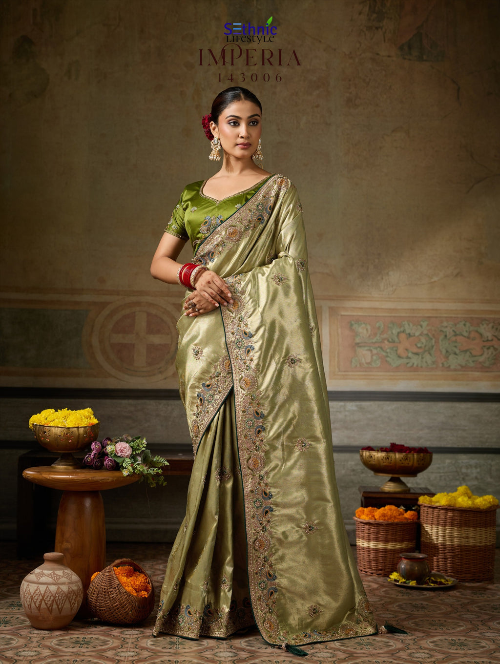 Imperia Reign 143005 - Pink Banarasi Silk Saree Full View