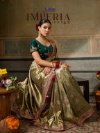 Imperia Reign 143006 - Olive Green Banarasi Silk Saree
