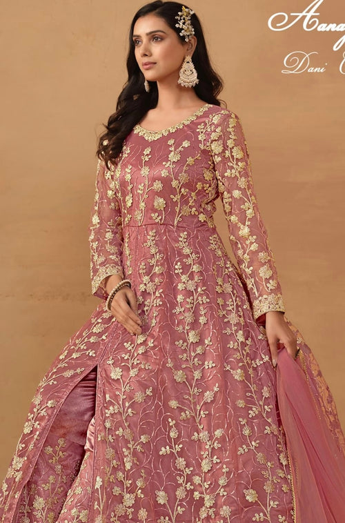 Aanaya Gown Satin Silk Embroidery - full outfit view