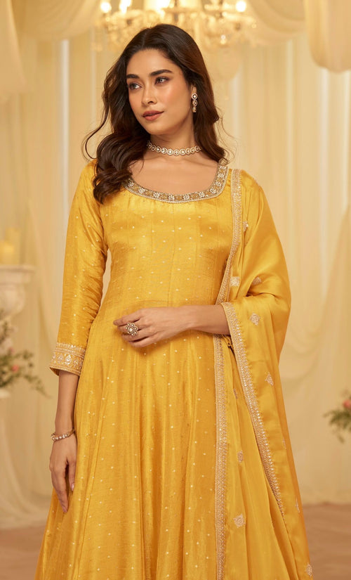 Aaradhana by Sayuri Jacquard Gown and Dupatta Set - alternate view