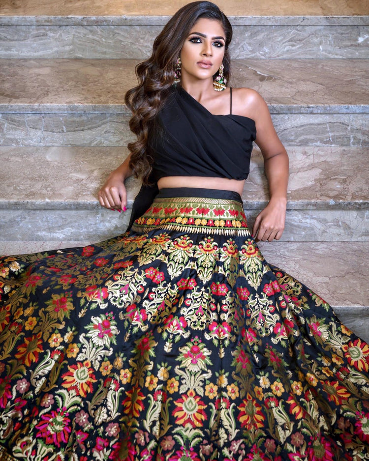 Banarsi Zari Silk Lehenga Choli Banarasi Silk - full outfit view