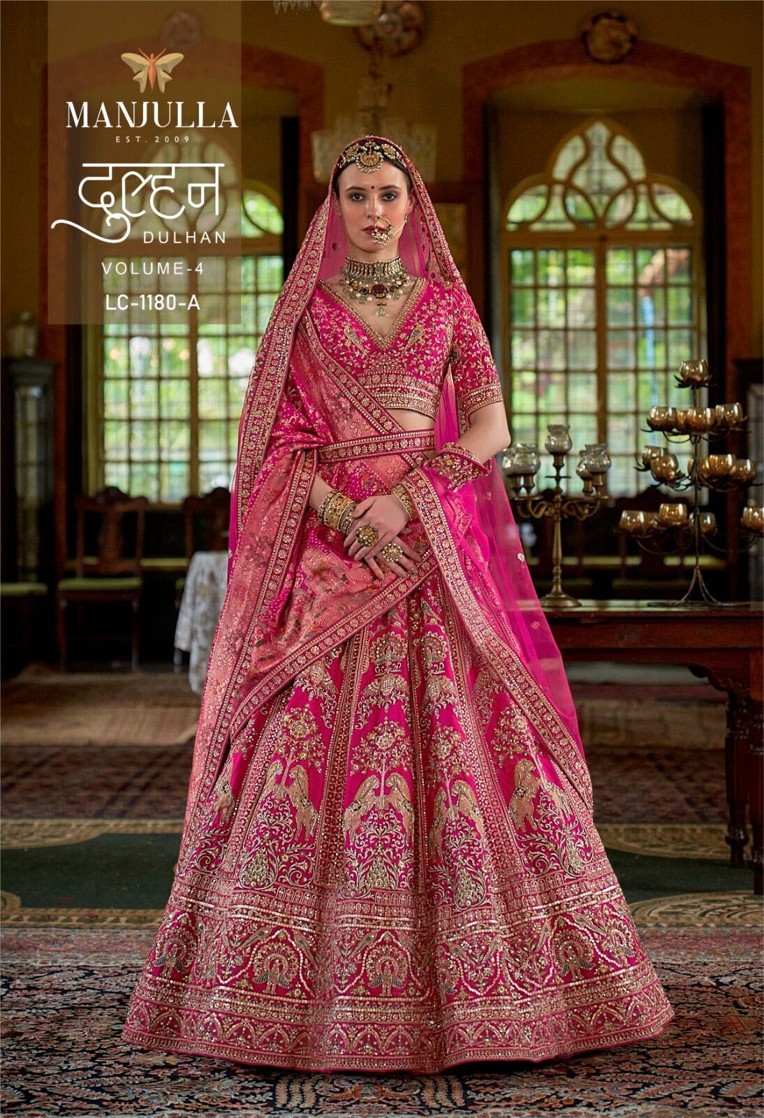 Bridal Silk Multicolor Indian Lehenga Choli for Women in USA - full outfit view