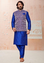 Jacquard Men's Kurta Pajama Jacket Set - blouse or top detail