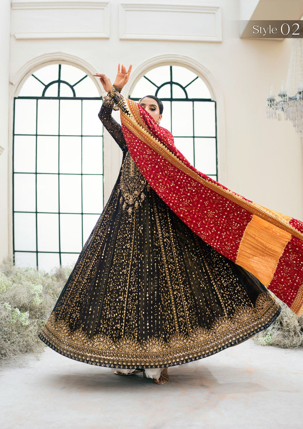 AKI 4 Chiffon Pakistani Wedding Dress - border detail