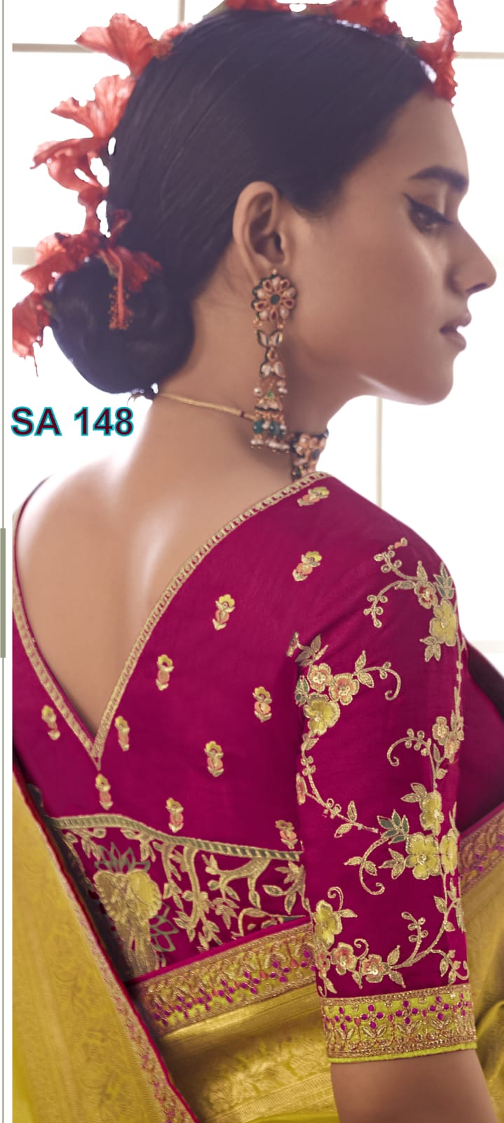 Multicolor Sindhuri ~ Meenakari by Kimora Dola Silk Embroidery Designer Blouse 2 - full outfit view