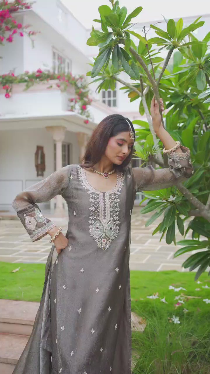 DN 50135 crush satin product video | Desi Clothing USA