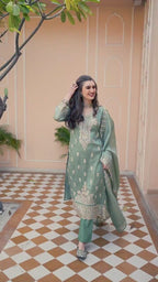Embroidered Silk Salwar Kameez Set product video | Desi Clothing USA