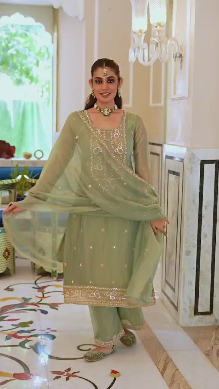 Duppta- Salsa with embroidery work product video | Desi Clothing USA
