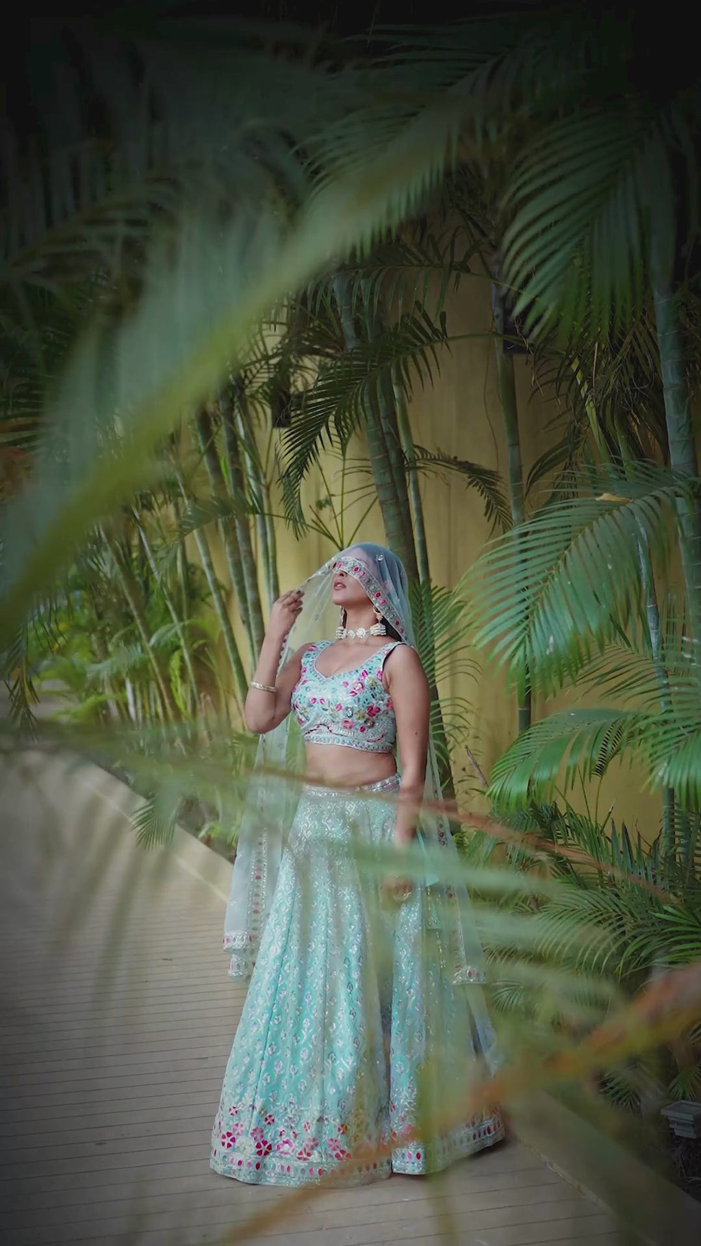Aqua Blossom Sequin Lehenga | Sky Blue