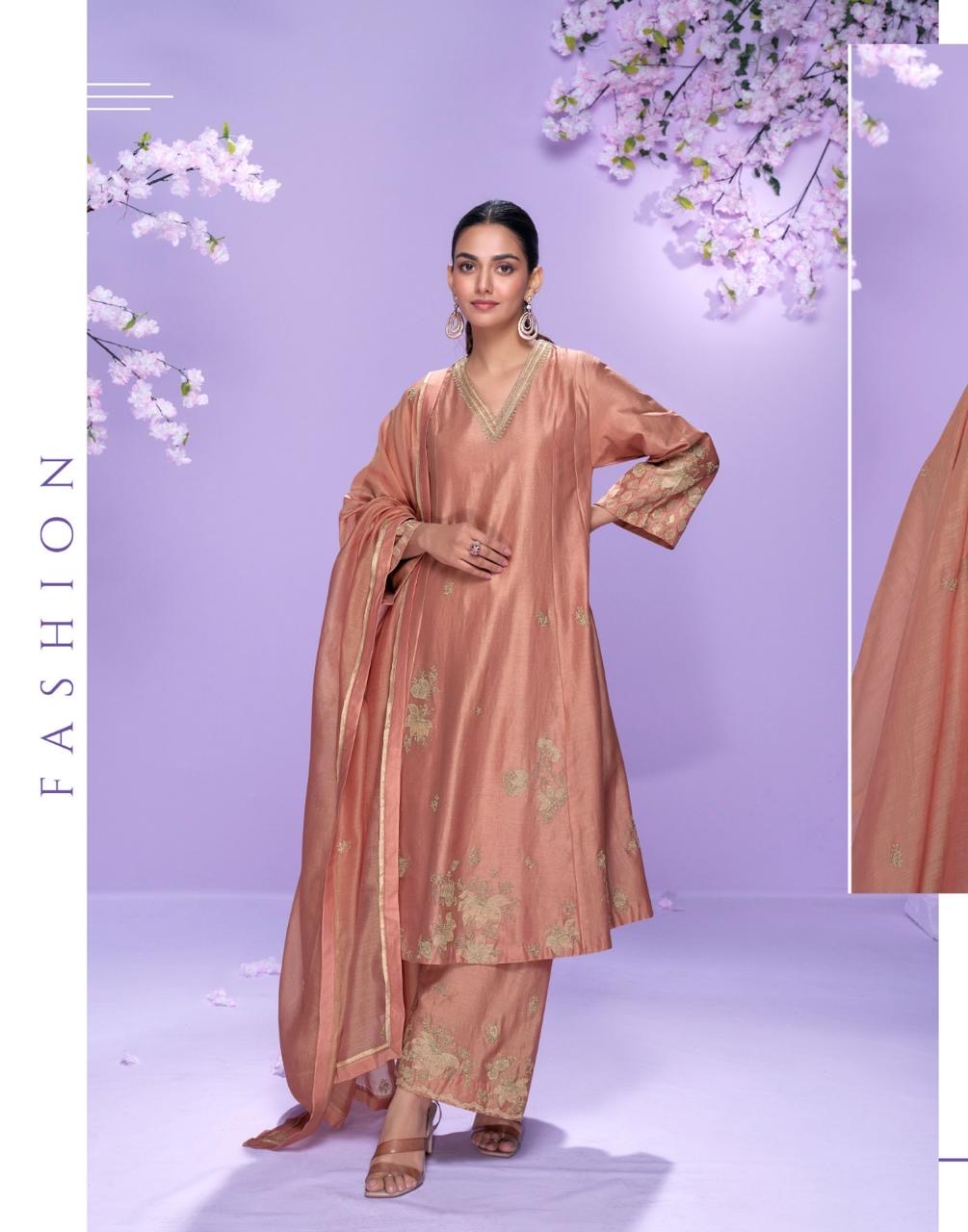 Silk Salwar Kameez Set - product view 9 | Desi Clothing USA