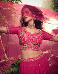 Silk Stitched Dress Set - front view | Desi Clothing USA