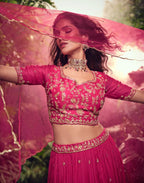 Silk Stitched Dress Set - front view | Desi Clothing USA