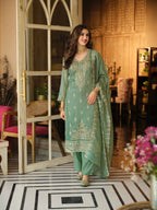 Embroidered Silk Salwar Kameez Set - front view | Desi Clothing USA