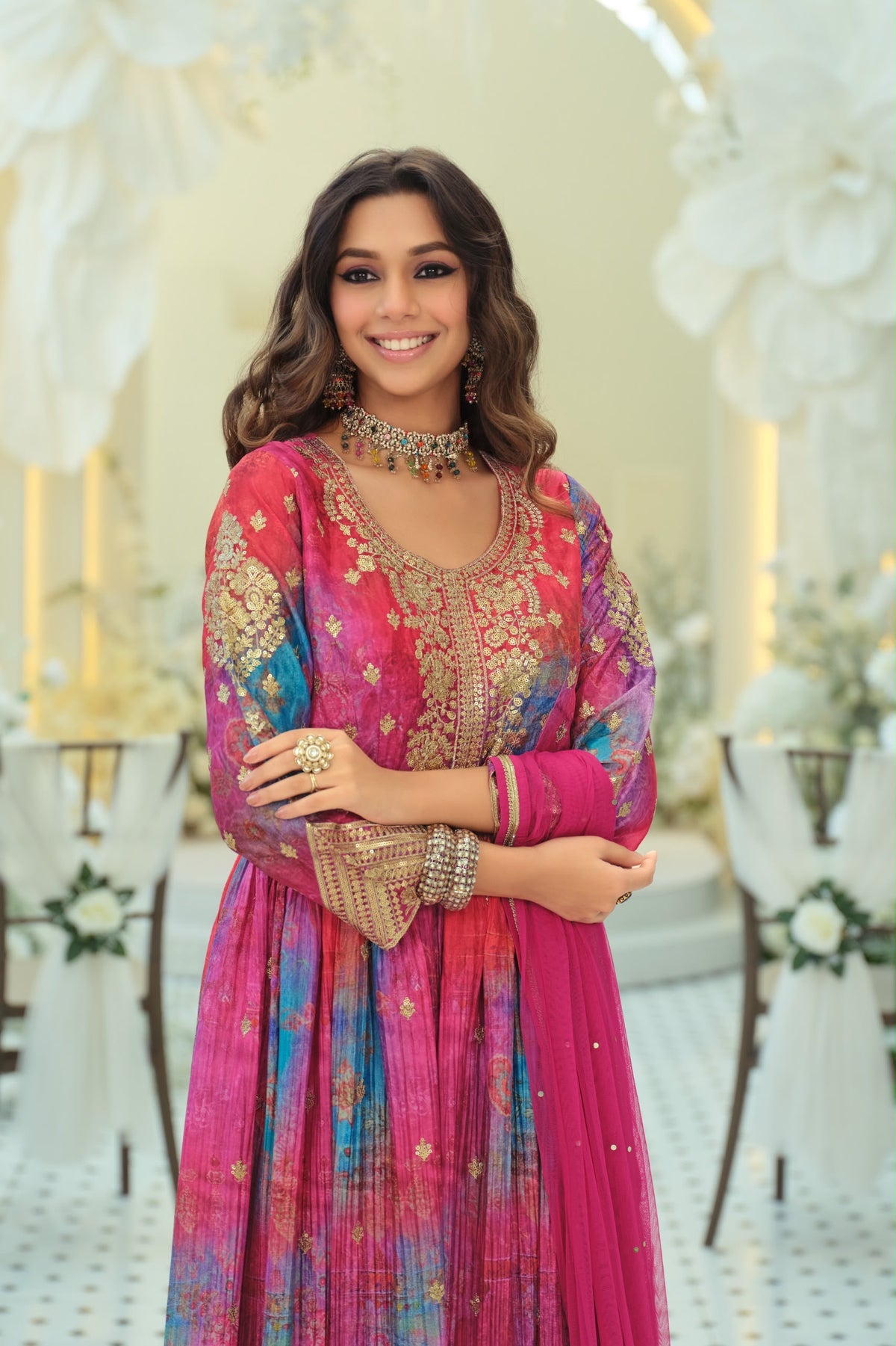 Duppta- pure Net - front view | Desi Clothing USA