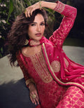 Silk Stitched Dress Set - front view | Desi Clothing USA