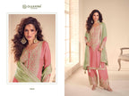 Embroidered Chinnon Salwar Kameez Set - fabric and embroidery detail | Desi Clothing USA