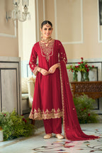 Embroidered Chinnon Salwar Kameez Set - alternate view | Desi Clothing USA