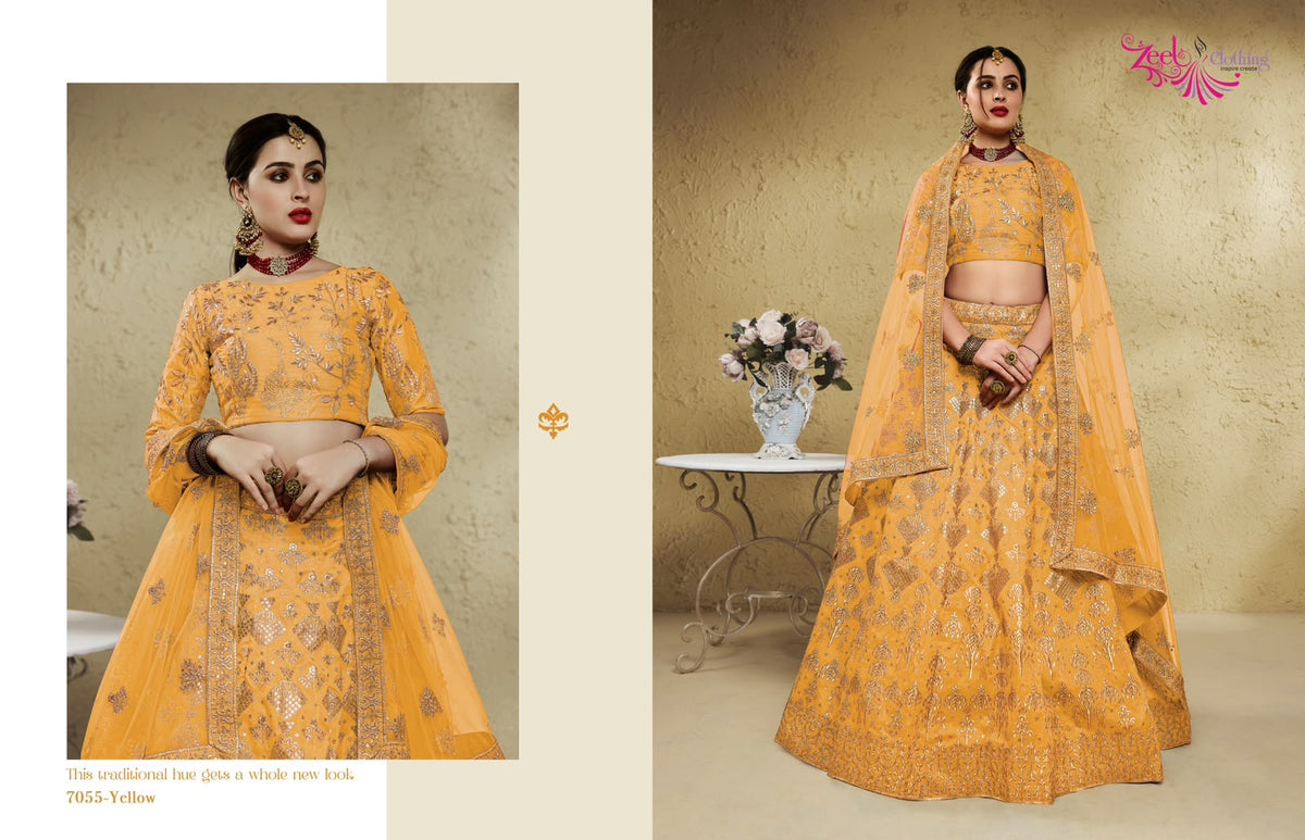 Embroidered Lehenga Choli - fabric and embroidery detail | Desi Clothing USA